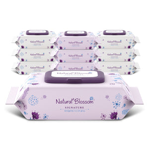 Natural Blossom Signature Wet Wipes | Cap-Type | Gentle, Ultra-Soft, Hypoallergenic | 70 Count | 200 × 150 mm | 50 gsm Fabric