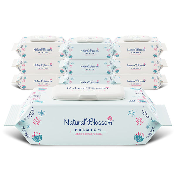 Natural Blossom Premium Wet Wipes | Cap-Type | Gentle, Ultra-Soft, Hypoallergenic | 70 Count | 180 × 200 mm | 70 gsm Fabric
