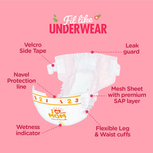 Natural Blossom Band Baby Diapers | Ultra-Slim, Hypoallergenic, Super Soft, Vegan | Size 1 (NB, –11 lbs) | 30 Count