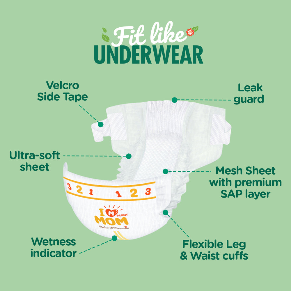 Natural Blossom Band Baby Diapers | Ultra-Slim, Hypoallergenic, Super Soft, Vegan | Size 3 (M, 13–24 lbs) | 28 Count