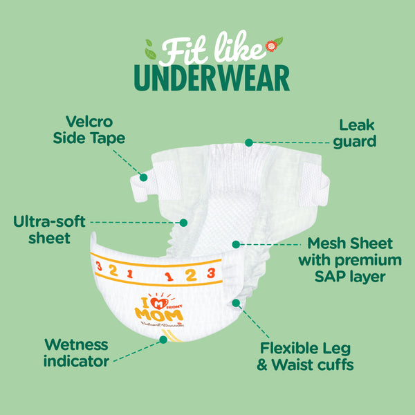 Natural Blossom Band Baby Diapers | Ultra-Slim, Hypoallergenic, Super Soft, Vegan | Size 3 (M, 13–24 lbs) | 28 Count