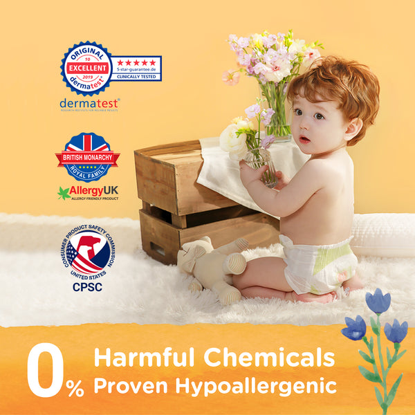 Natural Blossom Band Baby Diapers | Ultra-Slim, Hypoallergenic, Super Soft, Vegan | Size 2 (S, 9–18 lbs) | 30 Count