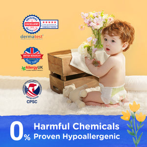 Natural Blossom Band Baby Diapers | Ultra-Slim, Hypoallergenic, Super Soft, Vegan | Size 4 (L, 20–31 lbs) | 24 Count