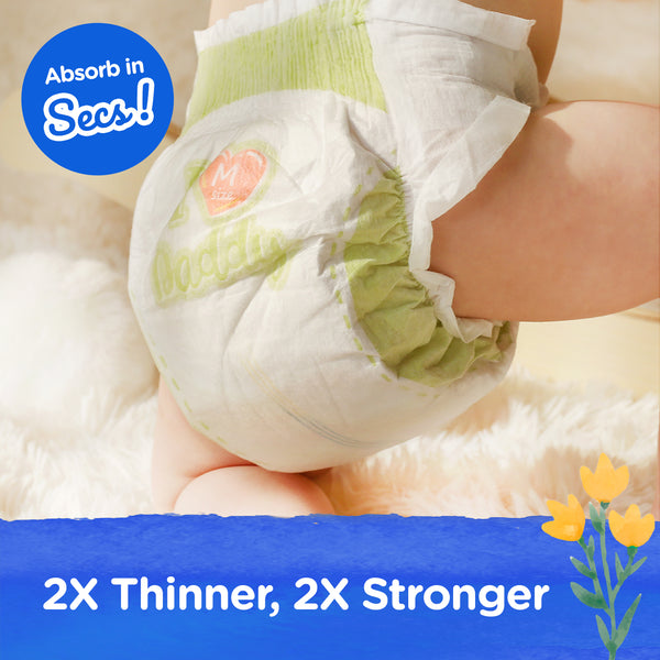 Natural Blossom Band Baby Diapers | Ultra-Slim, Hypoallergenic, Super Soft, Vegan | Size 4 (L, 20–31 lbs) | 24 Count