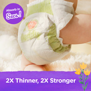 Natural Blossom Band Baby Diapers | Ultra-Slim, Hypoallergenic, Super Soft, Vegan | Size 5 (XL, 26–37 lbs) | 22 Count