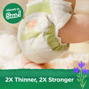 Natural Blossom Band Baby Diapers | Ultra-Slim, Hypoallergenic, Super Soft, Vegan | Size 3 (M, 13–24 lbs) | 28 Count