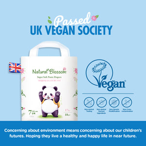 Natural Blossom Pull-On Baby Diapers | Ultra-Slim, Hypoallergenic, Super Soft, Vegan | Size 7 (5T-6T, 37 lbs and Over) | 72 Count
