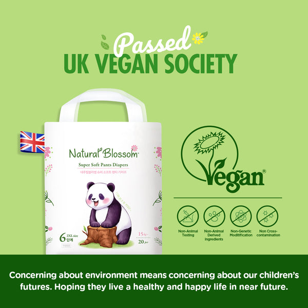 Natural Blossom Pull-On Baby Diapers | Ultra-Slim, Hypoallergenic, Super Soft, Vegan | Size 6 (4T-5T, 33 lbs+) | 80 Count