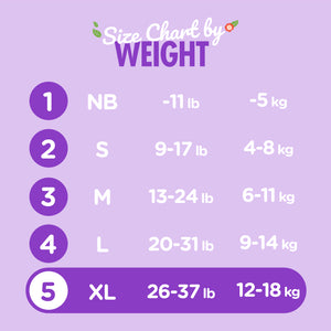 Natural Blossom Band Baby Diapers | Ultra-Slim, Hypoallergenic, Super Soft, Vegan | Size 5 (XL, 26–37 lbs) | 22 Count