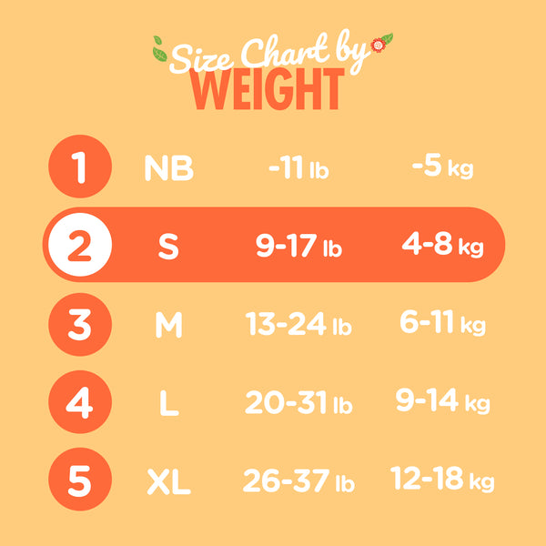 Natural Blossom Band Baby Diapers | Ultra-Slim, Hypoallergenic, Super Soft, Vegan | Size 2 (S, 9–18 lbs) | 30 Count