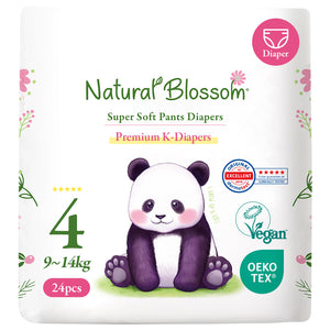 Natural Blossom Pull-On Baby Diapers | Ultra-Slim, Hypoallergenic, Super Soft, Vegan | Size 4 (2T-3T, 20-31 lbs) | 96 Count